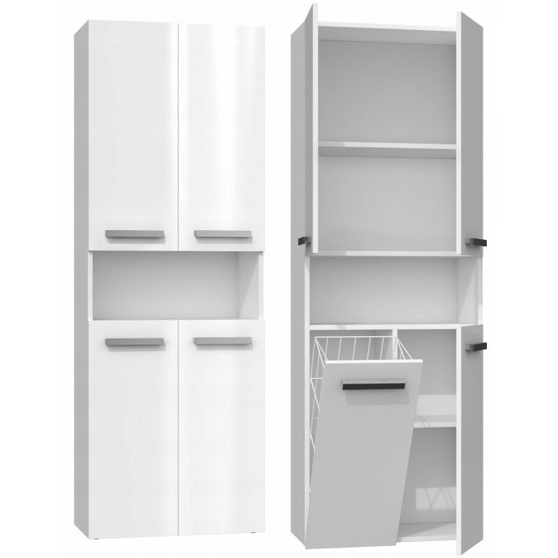 foto del prodotto smaltato mobile bagno con anta cestone stile moderno dimensioni 174x60x30cm colonna del bagno