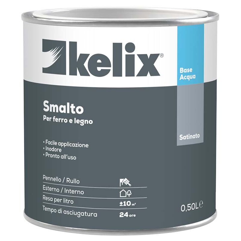 foto del prodotto smalto acqua kelix satinato 0,5 lt nero