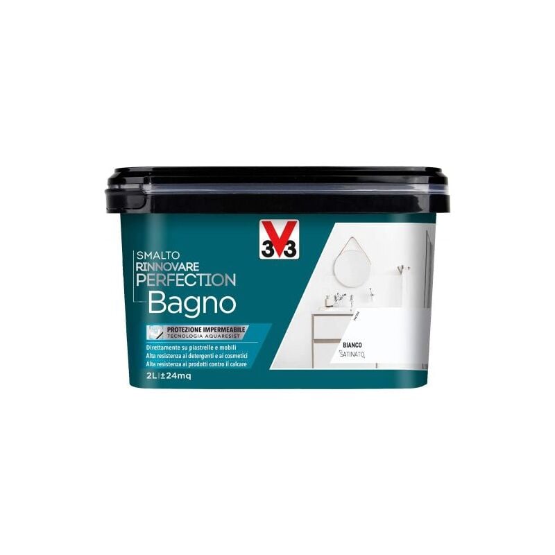 foto del prodotto smalto acqua v33 rinnovatore superficie bagno bianco satinato 2 lt 02145 