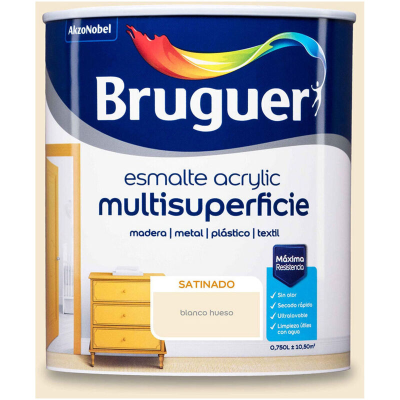 foto del prodotto smalto acrilico multisuperficie bianco osso satinato 0,750 l 5057452 bruguer