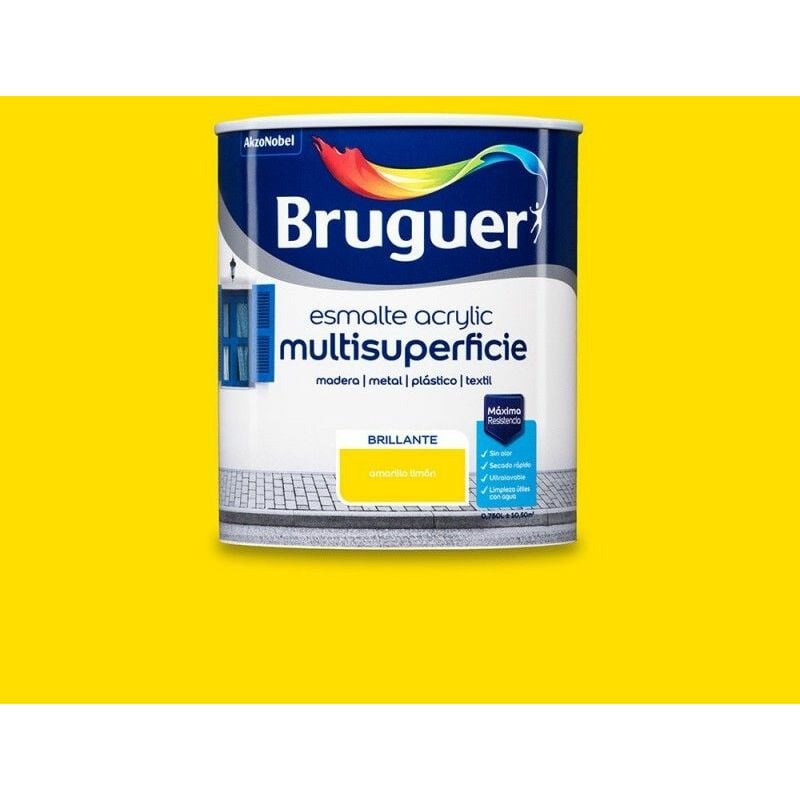 foto del prodotto smalto acrilico multisuperficie giallo limone brillante 0,750 l 5057541 bruguer