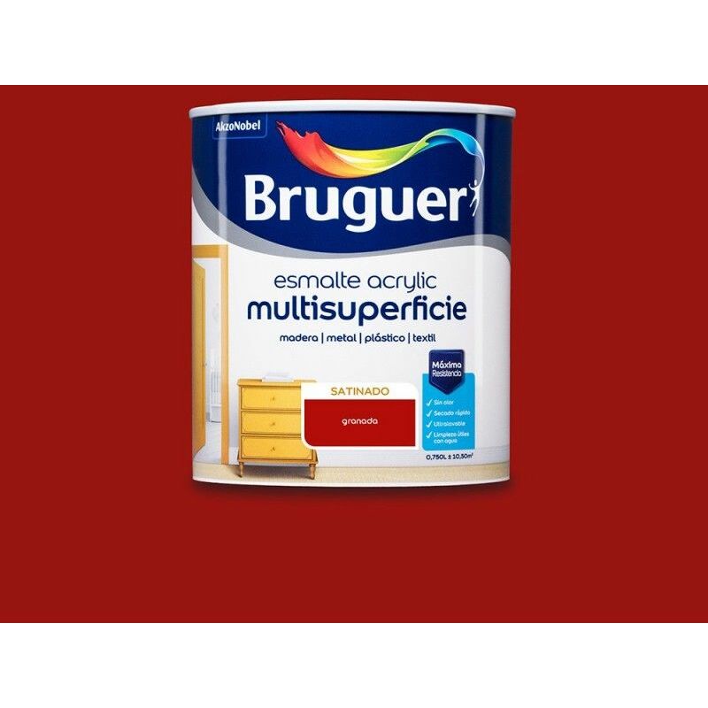foto del prodotto smalto acrilico multisuperficie satinato 0,750l granada 5057494 bruguer