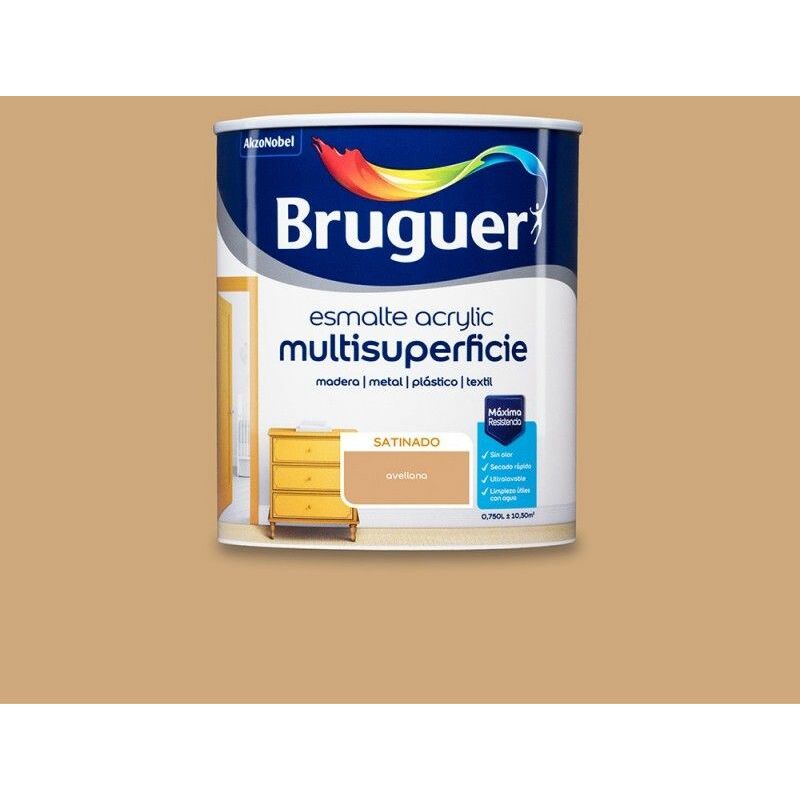 foto del prodotto smalto acrilico multisuperficie satinato nocciola 0,750l 5161509 bruguer