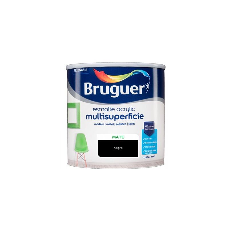 foto del prodotto smalto acrilico nero opaco 250ml 5160686 bruguer