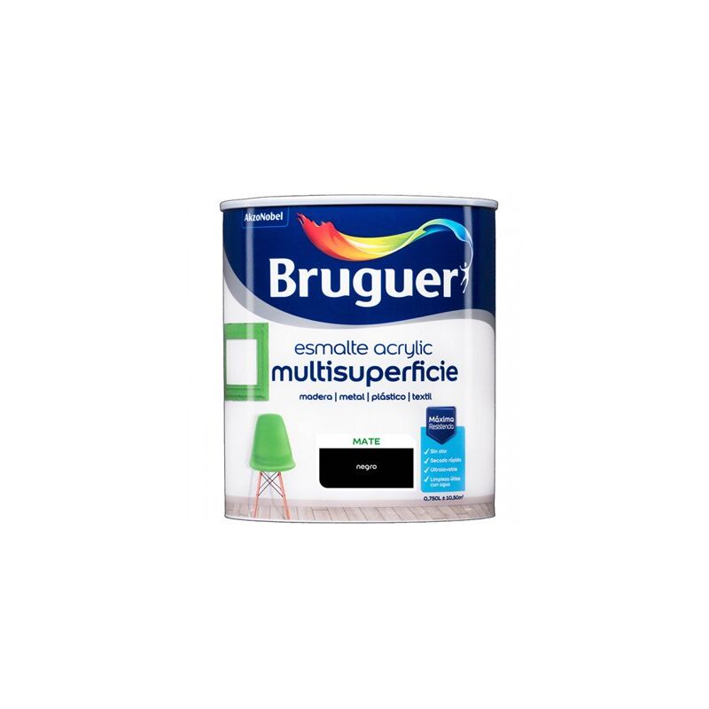 foto del prodotto smalto acrilico nero opaco 750ml 5069899 bruguer