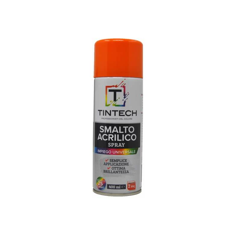 foto del prodotto smalto acrilico spray arancio puro 400 ml vernice ad alta copertura tintech