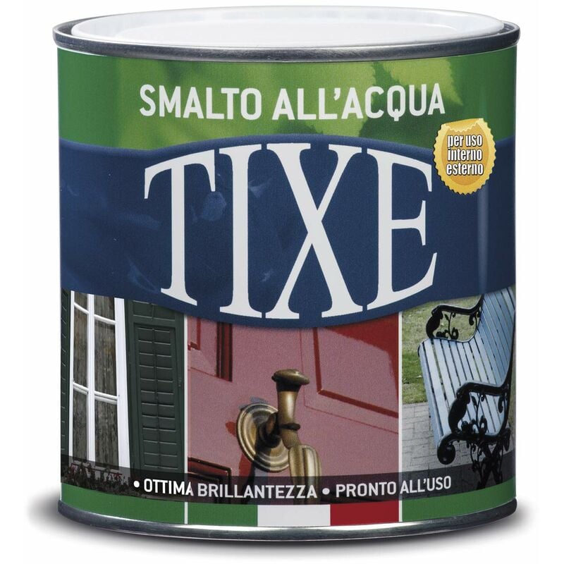 foto del prodotto smalto all'acqua finitura lucida e resistente per legno e metallo, bianco opaco 500 ml - tixe
