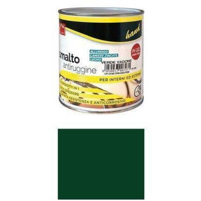 foto del prodotto smalto antiruggine hand verde bottiglia ml 750