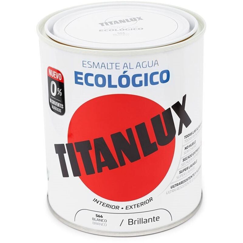 foto del prodotto smalto bianco lucido ecologico all'acqua 750ml titan lux 00t056634