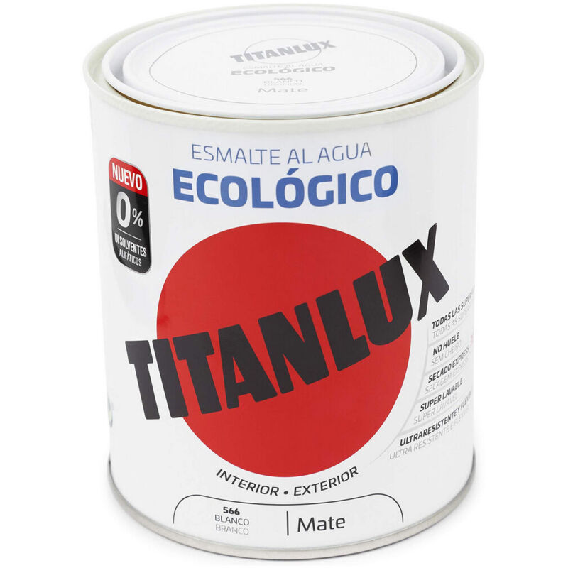 foto del prodotto smalto bianco opaco ecologico all'acqua 750ml titan lux 02t056634