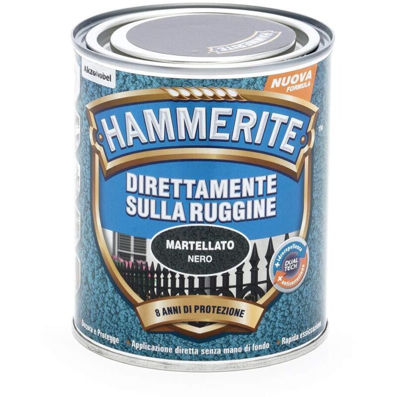 foto del prodotto smalto direttamente sulla ruggine. nero martellato 750 ml . hammerite