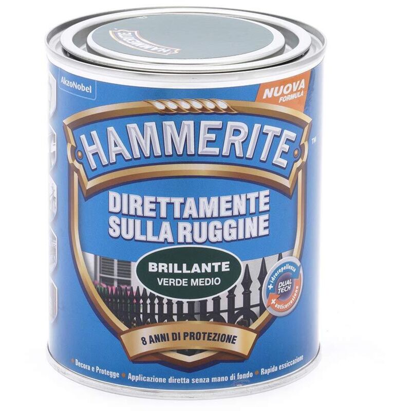 foto del prodotto smalto direttamente sulla ruggine. verde medio brillante 750 ml . hammerite