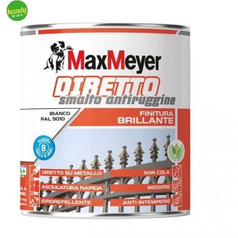 foto del prodotto smalto maxmeyer diretto antiruggine brillantante 750 ml bianco
