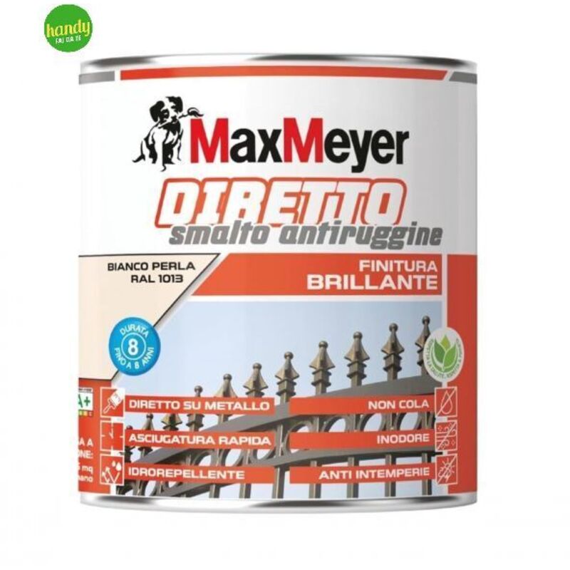 foto del prodotto smalto maxmeyer diretto antiruggine brillantante 750 ml bianco perlato