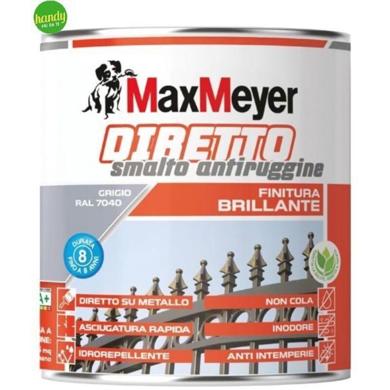 foto del prodotto smalto maxmeyer diretto antiruggine brillantante 750 ml grigio