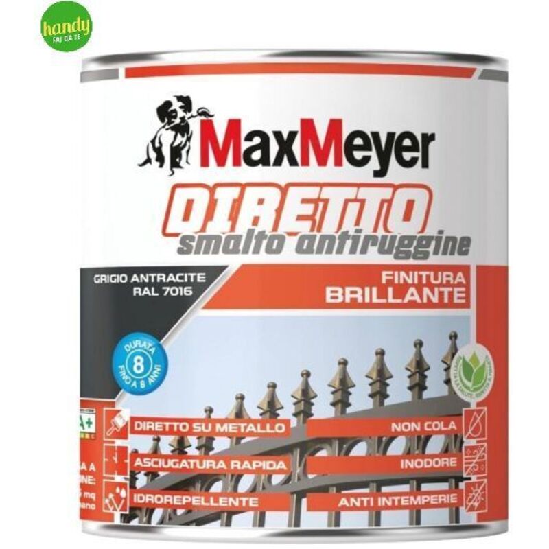 foto del prodotto smalto maxmeyer diretto antiruggine brillantante 750 ml grigio antracite