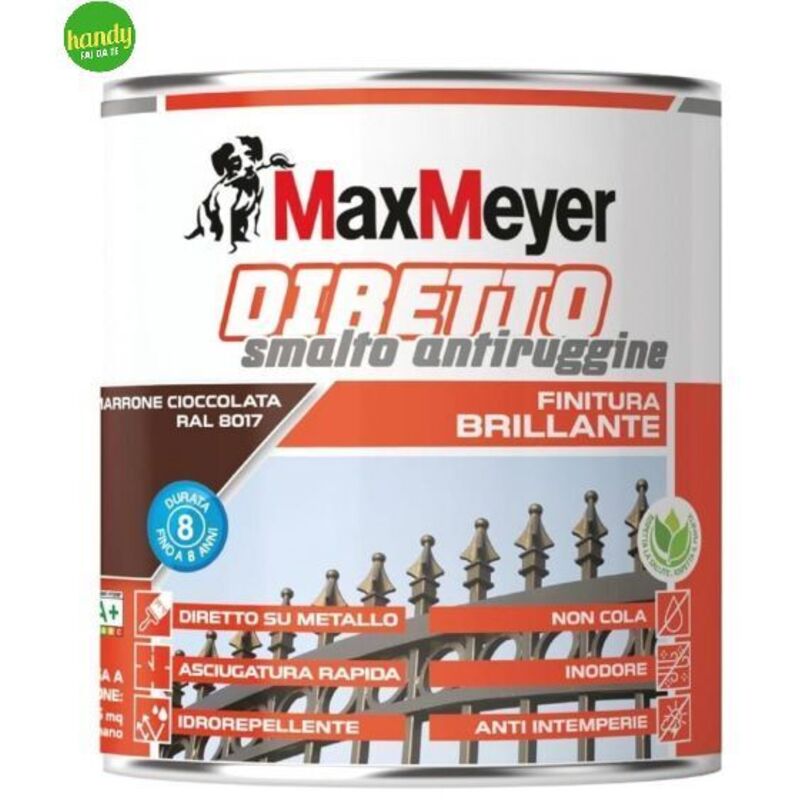 foto del prodotto smalto maxmeyer diretto antiruggine brillantante 750 ml marrone cioccolato