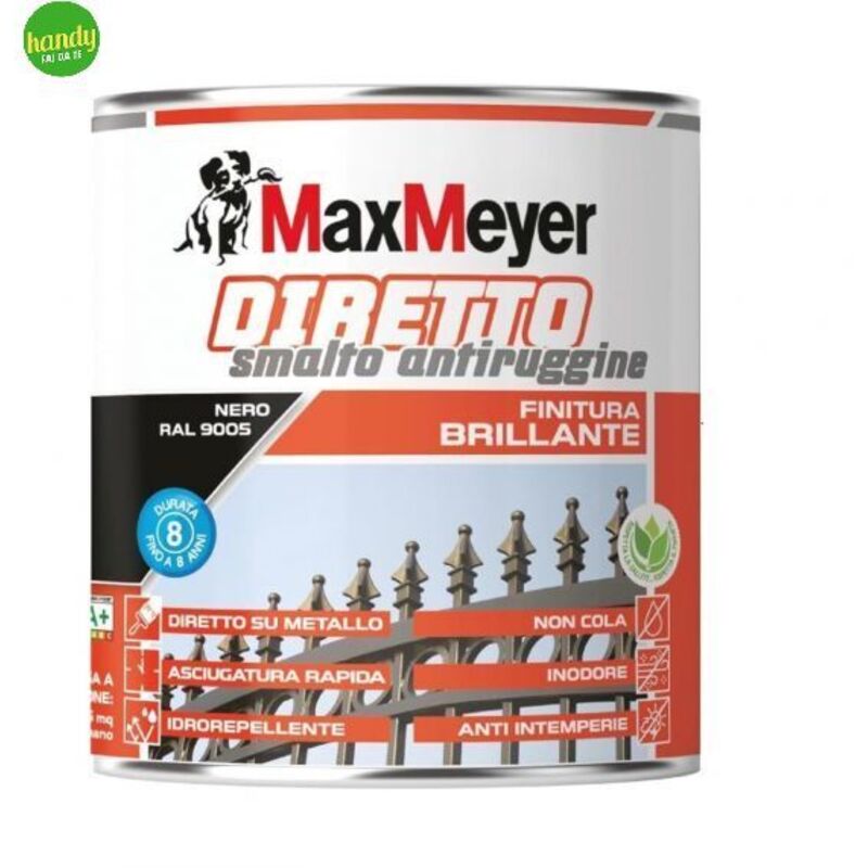 foto del prodotto smalto maxmeyer diretto antiruggine brillantante 750 ml nero