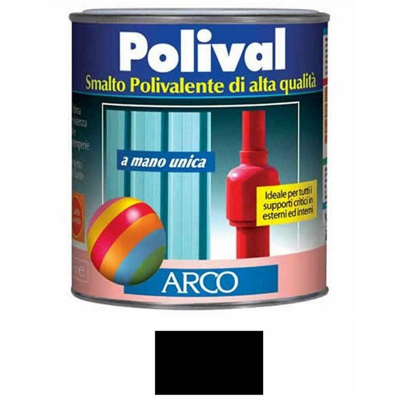 foto del prodotto smalto polivalente nero lucido 611 da 750ml. arco