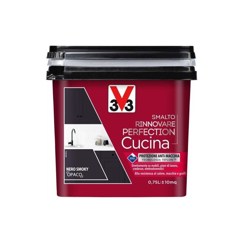 foto del prodotto smalto rinnovatore v33 cucina colore nero smoky opaco confezione 750 ml 02137 