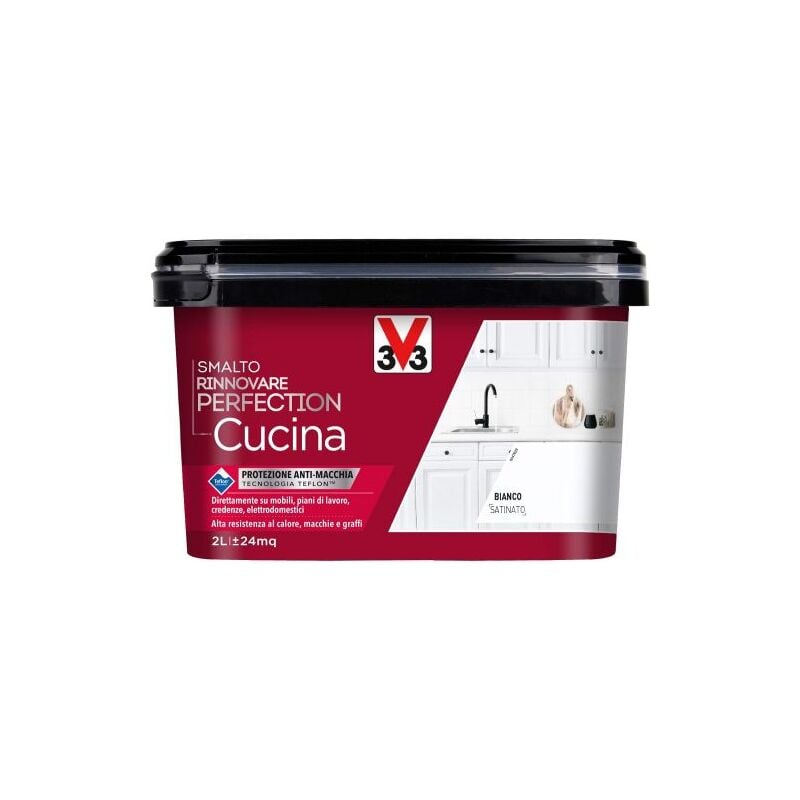 foto del prodotto smalto rinnovatore v33 per cucina colore bianco satinato confezione 2 lt 02138 