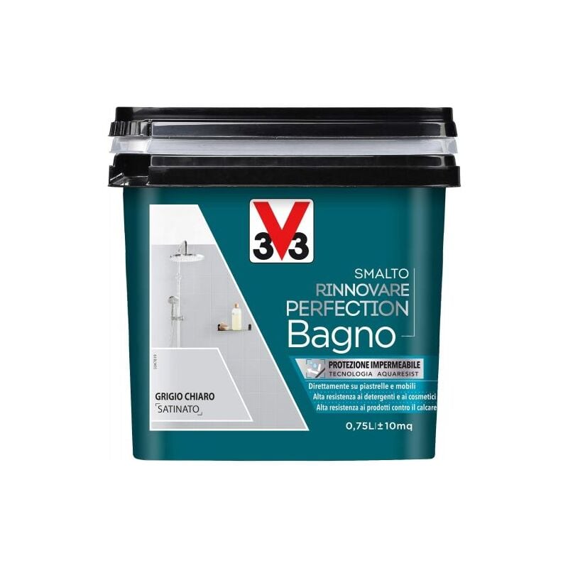 foto del prodotto smalto rinnovatore v33 per superficie bagno grigio chiaro satinato 750 ml 02142