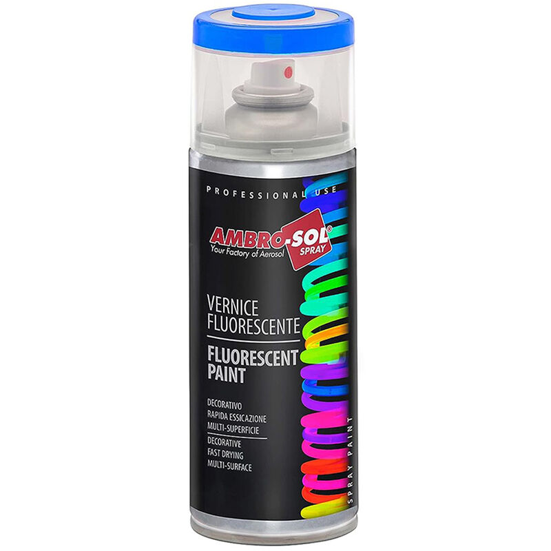 foto del prodotto smalto spray vernice effetto fluorescente 400 ml ambrosol blu