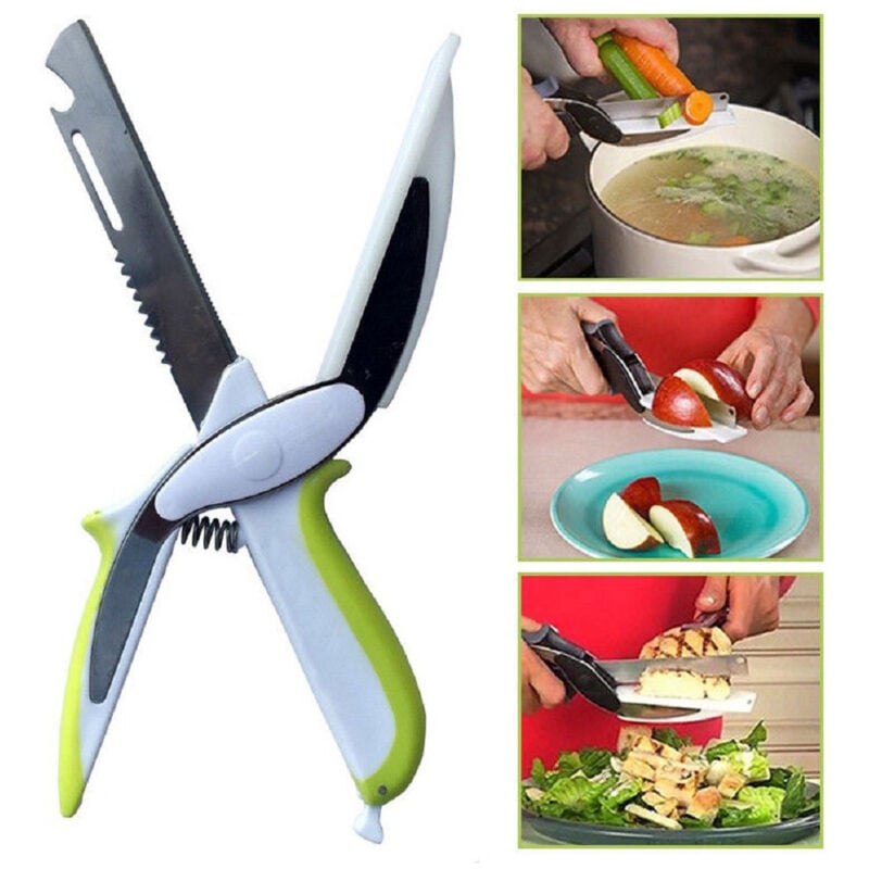 foto del prodotto smart cutter 6 in 1 forbici coltello e tagliere da cucina affetta verdure carne trade shop traesio