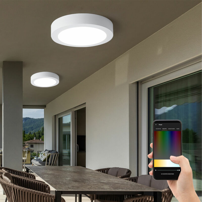 foto del prodotto smart home plafoniera applique da parete lampada da esterno lampada da parete per casa in alluminio pressofuso, bianco, ip44, dimmerabile cct, led