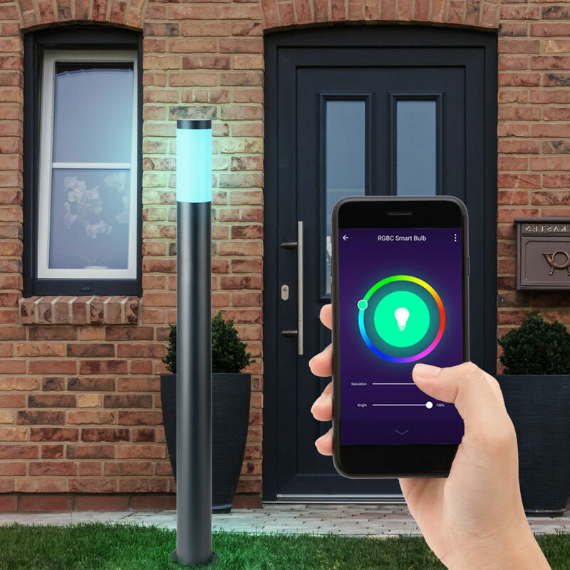foto del prodotto smart home rgb led lampada da terra per esterni pilastro in acciaio inossidabile percorsi del giardino illuminazione dimmerabile prato aiuola cortile