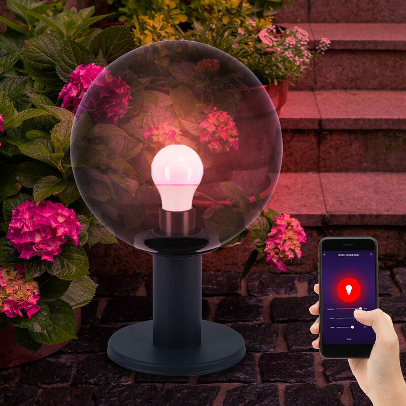 foto del prodotto smart led segnapasso lampada da esterno led dimmerabile antracite lampada da giardino con piedistallo, controllo vocale e app rgb cambio colore,