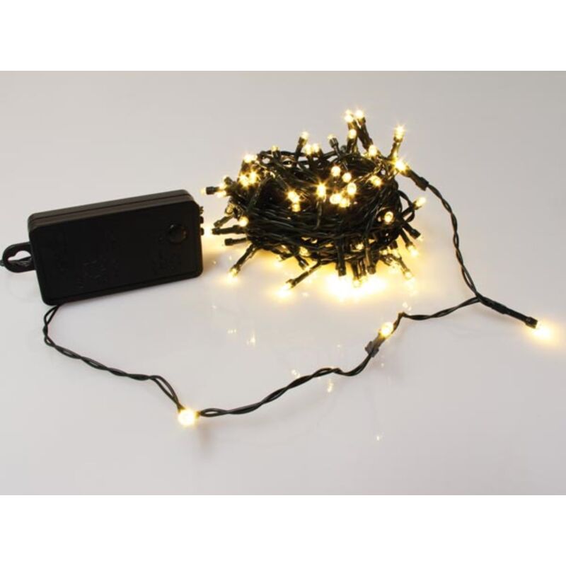 foto del prodotto smart light led - 10 m - 100 lampade white warm green cable - modulator - batteries not included - batteries not included