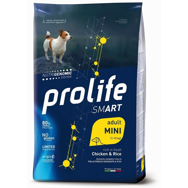 foto del prodotto smart per cani adult mini con pollo e riso da 600 gr prolife