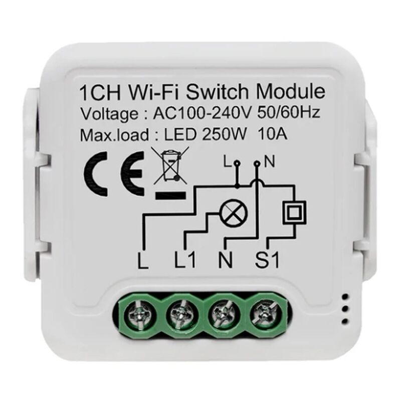 foto del prodotto smart switch wi fi universale per luci 1 canale 10a tuya
