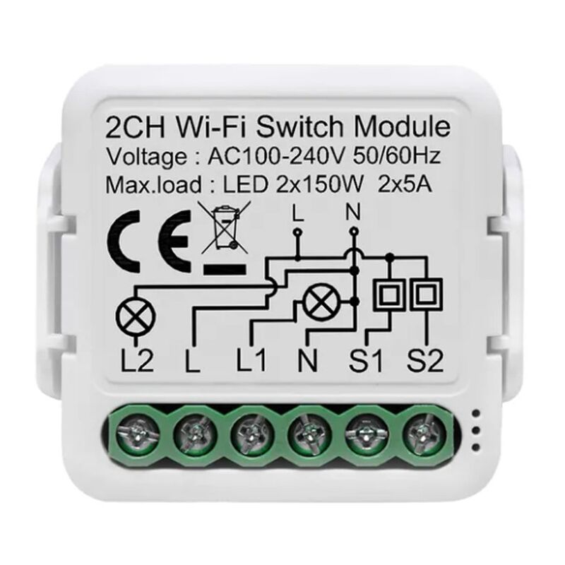 foto del prodotto smart switch wi fi universale per luci 2 canali tuya