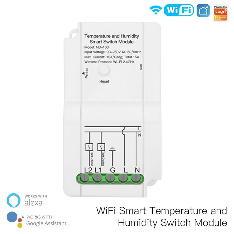 foto del prodotto smart switch wifi sensore di temperatura e umidit tuya