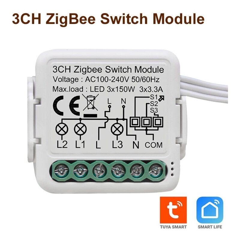foto del prodotto smart switch zigbee universale per luci 3 canali tuya