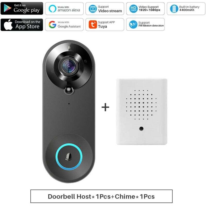 foto del prodotto smart video campanello 1080p videocitofono wifi videocamera audio bidirezionale funziona con alexa echo mostra google home - tuya