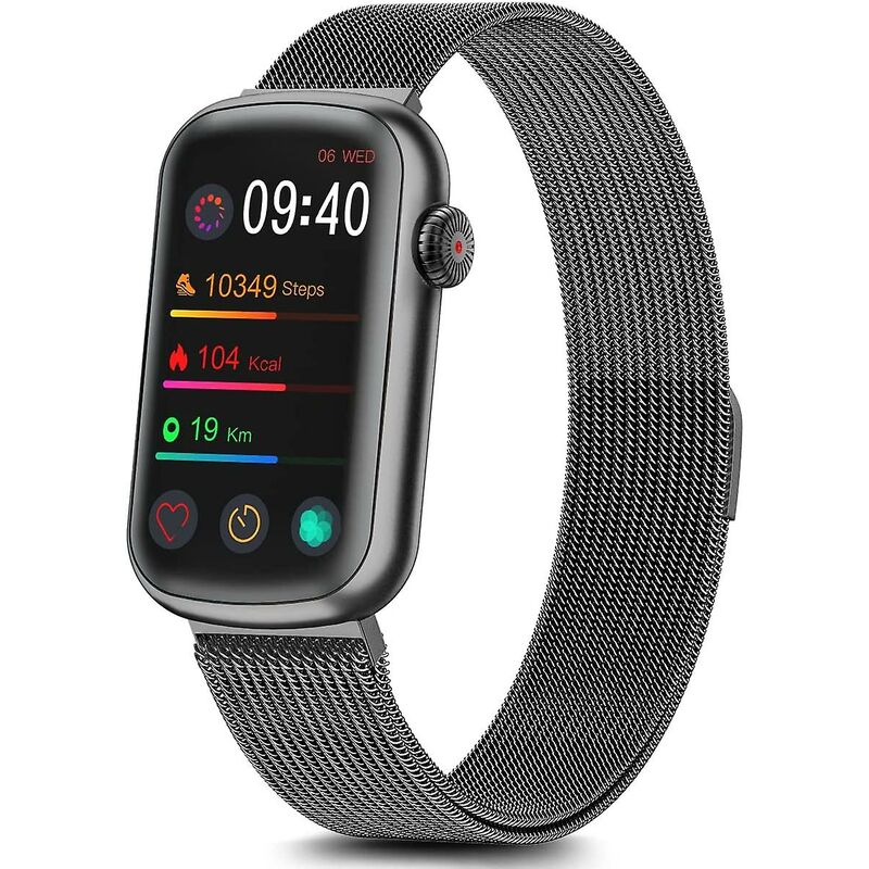 foto del prodotto smart watch, fitness tracker con ossigeno nel sangue spo2, pressione sanguigna, frequenza cardiaca 24 ore su 24, 7 giorni su 7
