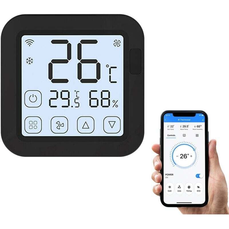 foto del prodotto smart wifi ir regolatore per condizionatore d'aria termostato con schermo lcd controllo app sensore di temperatura e umidità monitor compatibile con