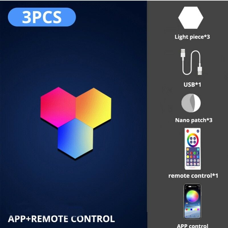 foto del prodotto smart wifi luci esagonali modulari a led 3 tuya
