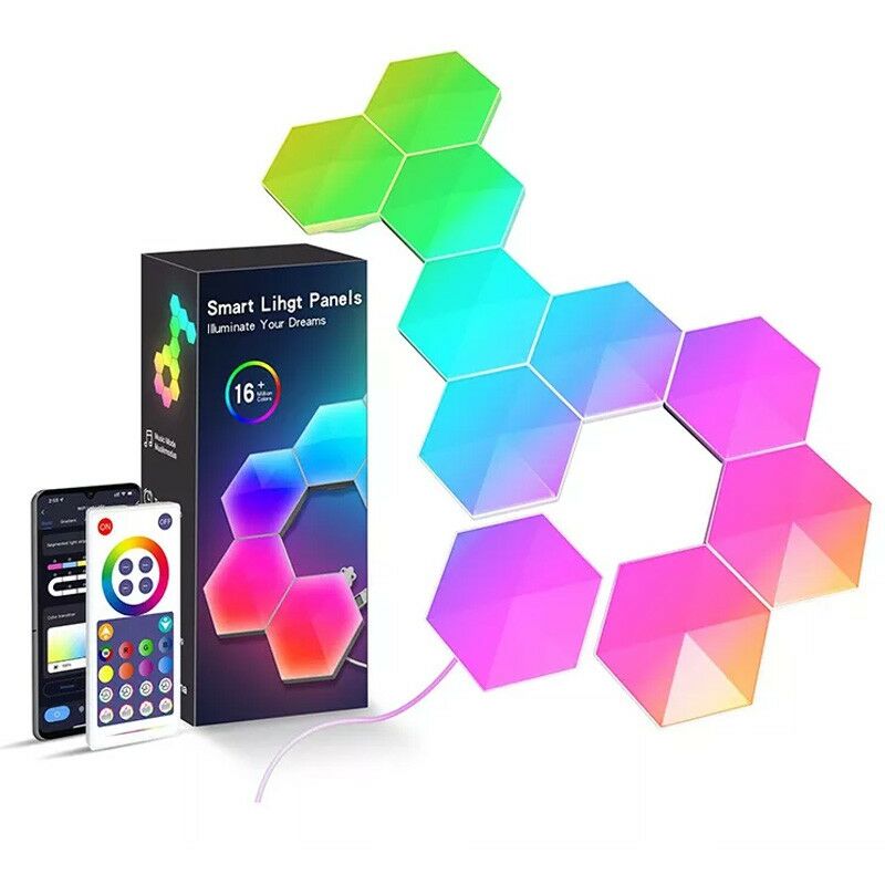 foto del prodotto smart wifi luci esagonali modulari a led 9 tuya