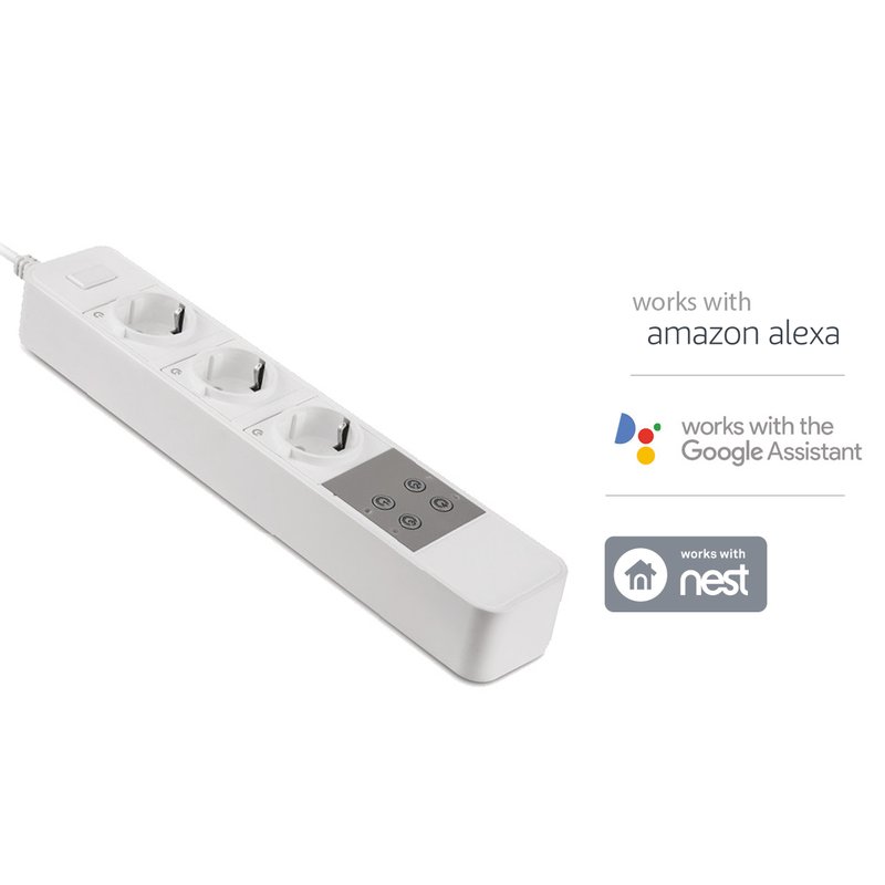 foto del prodotto smart wifi power strip ciabatta multipresa elettrica con 3 prese schuko 10a compatible amazon alexa google home sku-8420
