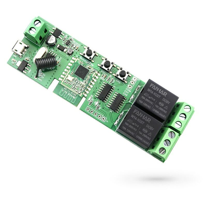 foto del prodotto smart zigbee e rf433 modulo rel 2ch tuya