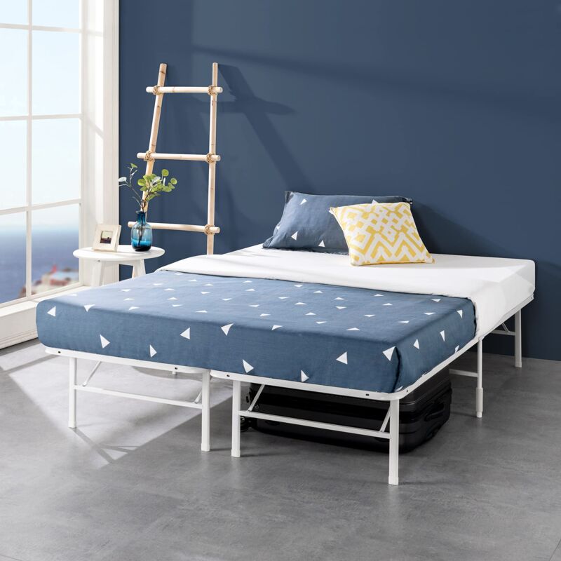 foto del prodotto smartbase letto pieghevole 140x190 cm altezza 35 cm ottimo per ospiti con contenitore sottostante metallo bianco zinus