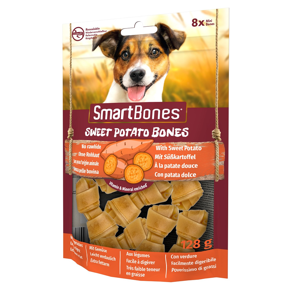 foto del prodotto smartbones ossi alle patate dolci mini snack per cani 8 pz