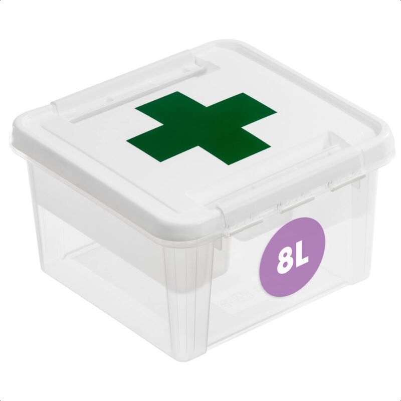 foto del prodotto smartstore scatola pronto soccorso in plastica da 8l scatola porta medicine con inserto bloccabile chiusura con clip l28 x p28 x a17cm