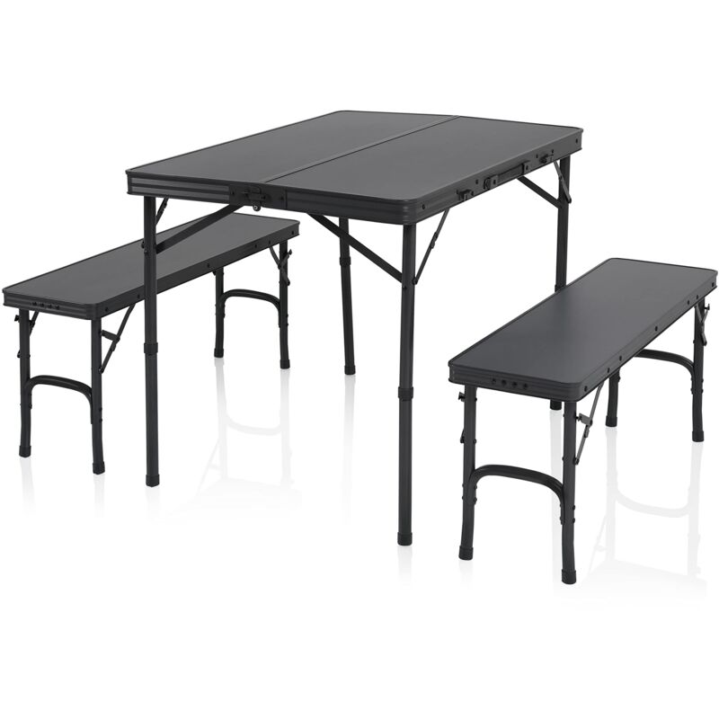 foto del prodotto smartwares maine tavolo da campeggio pieghevole, lega di acciaio legno ingegnerizzato, nero, regolabili