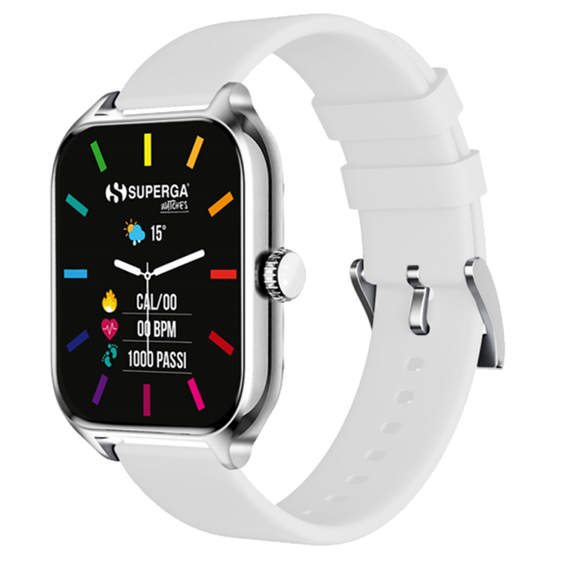 foto del prodotto smartwatch superga alluminio silver quadrata silicone white swt stc011