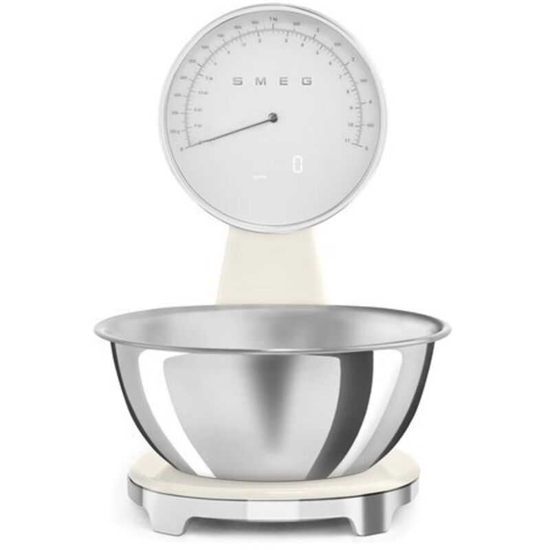 foto del prodotto smeg bilancia da cucina elettronica ksf01crww con capacit massima 5 kg display lcd colore acciaio inox crema